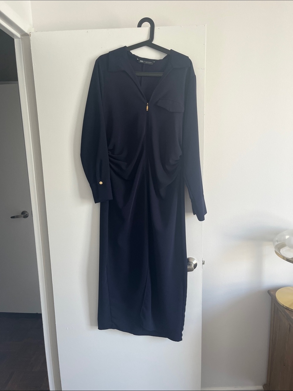 Navy Blue Zara dress with front slit
